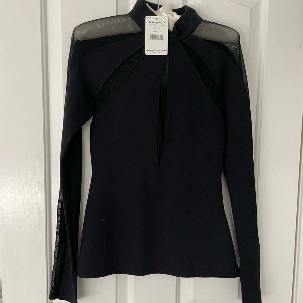 Free people brand new, never worn, black, sheer, sexy top